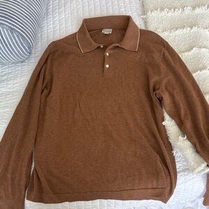 J. Crew Brown Long Sleeve Polo Shirt